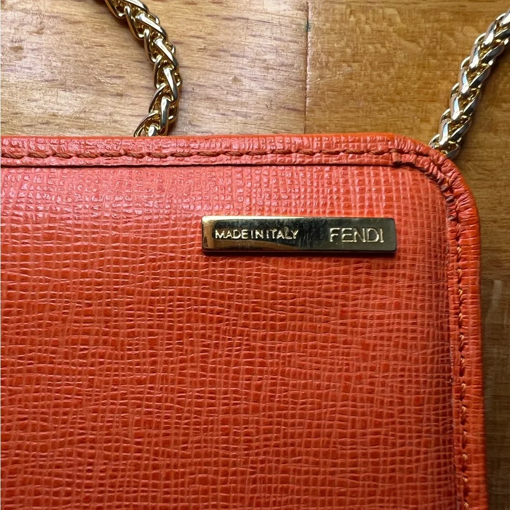 EUC Fendi Tangerine Continental Leather Wallet